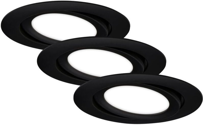 Led Einbauleuchten 3er Set 7 w matt-schwarz Kunststoff ø 10,6cm Brilo ner