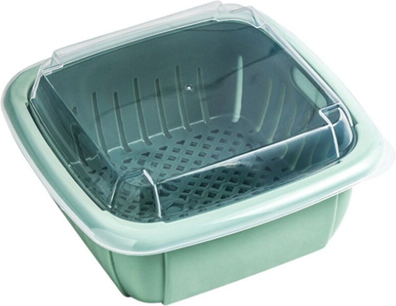 Panier de vidange multifonctionnel cuisine double couche passoire à légumes boîte de rangement de fruits avec couvercle ...