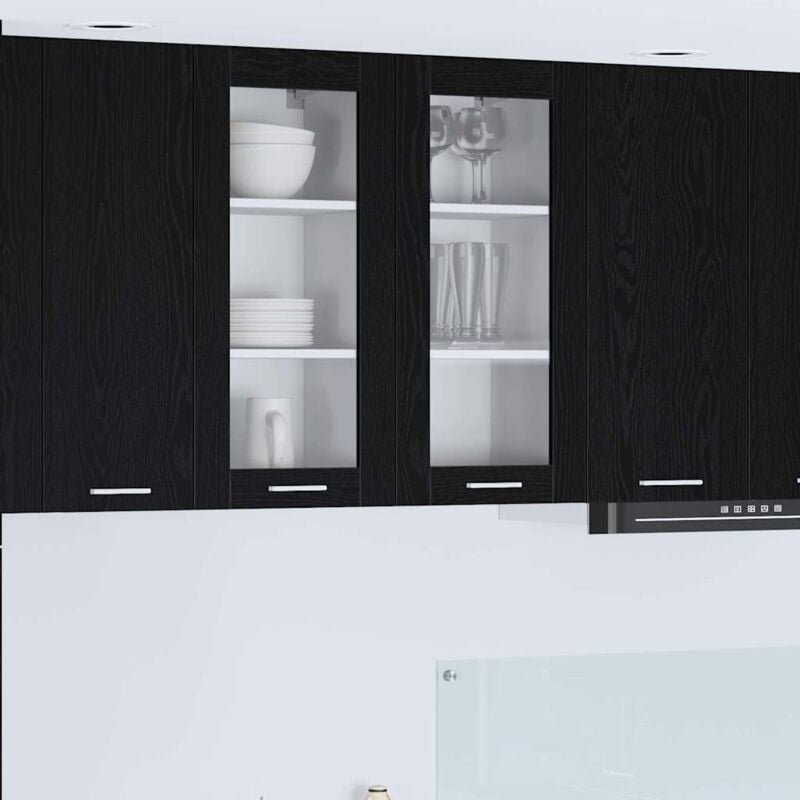 Hängeschrank mit Tür 2 pcs Schwarz Eichen-Optik 40 x 31 x 80 cm vidaXL