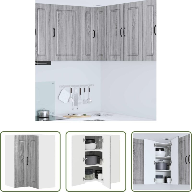 vidaXL Küchenwand Schrank - Küchenschrank mit Speicher Kalmar Graues Sonoma 57 x 57 x 80 cm