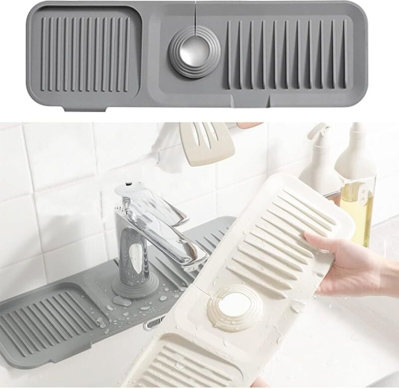 Silikon-Armaturenmatte, Spritzschutz für Armaturen, Abtropfmatte für Armaturen, Abtropfmatte für Küche, Bad und Arbeitsp...