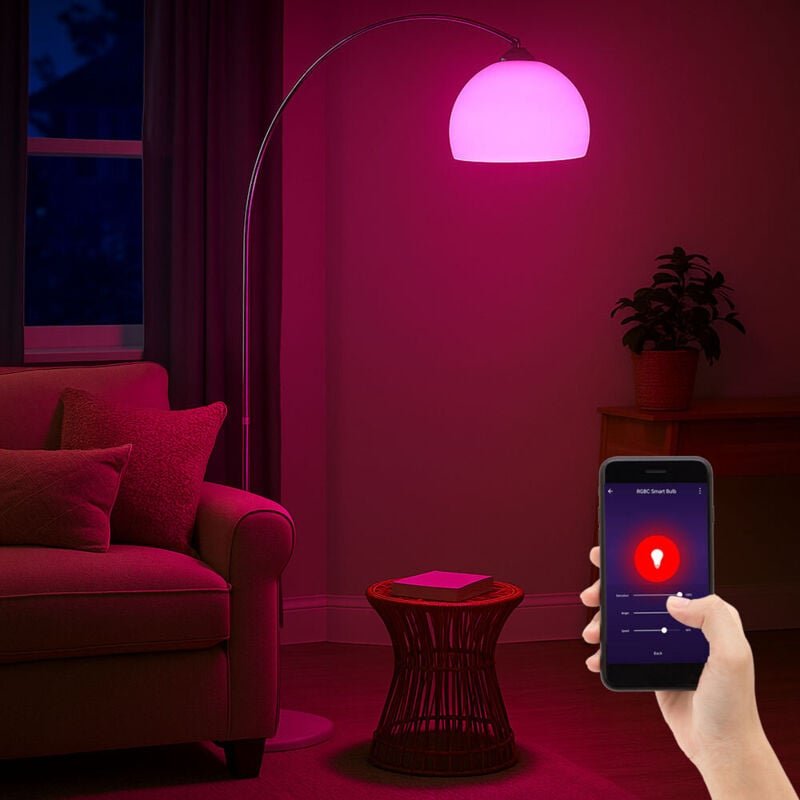 Led Bogen Stehlampe höhenverstellbar App Farbwechsel Bogenleuchte weiß dimmbar Marmor, dimmbar Smart, rgb led 8,5W 806Lm...