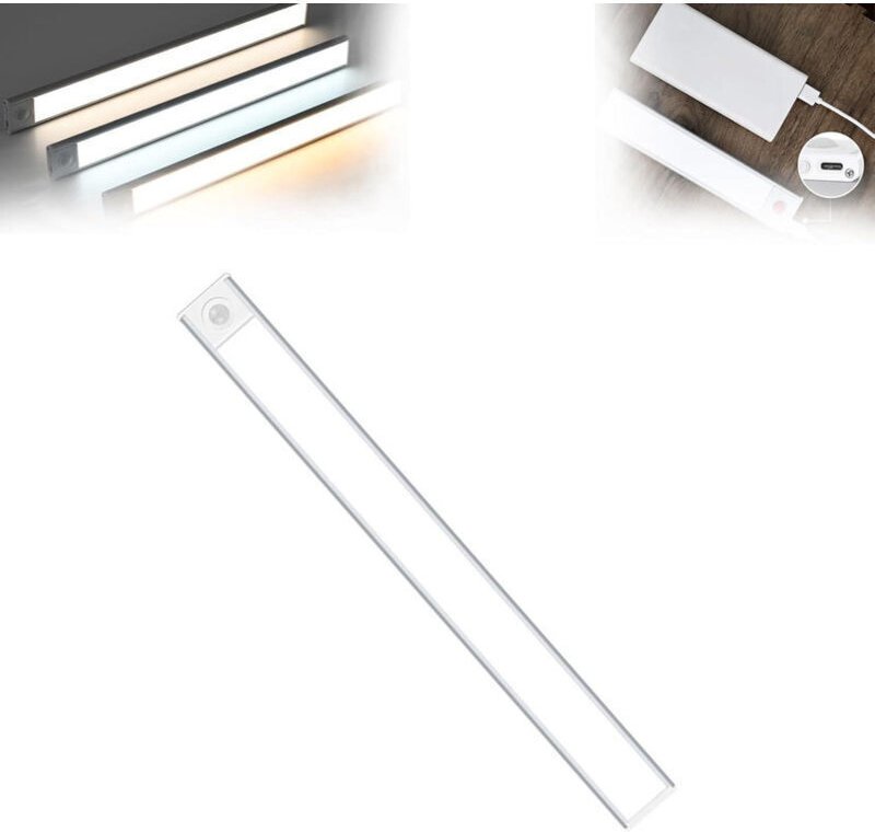 Bewegungsmelderleuchte, magnetische LED-Lichtleiste, in 3 Farben einstellbar, wiederaufladbar, magnetische Unterbauleuch...