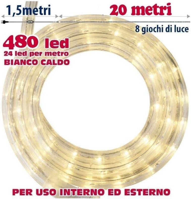 Thumbnail - Ymyny - 20 Meter warmweiße LED-Lichtröhre, 480 Lichter, für den Innen- und Außenbereich.