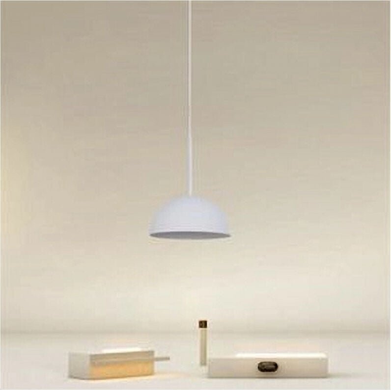 Trade Shop - moderne pendelleuchte mit weissem eisenkuppel-lampenschirm E27 33764 -