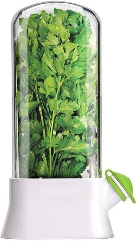 Weißer Gemüsebehälter, 13 x 27 cm, einteilig, Behälter für Kräuter und Gemüse, druckbeständig und umweltfreundlich.