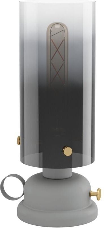 Led Tischlampe Gargrave, Tischleuchte im Öllampen Design, Wohnzimmerlampe aus Metall in Grau und Messing und Rauchglas, ...