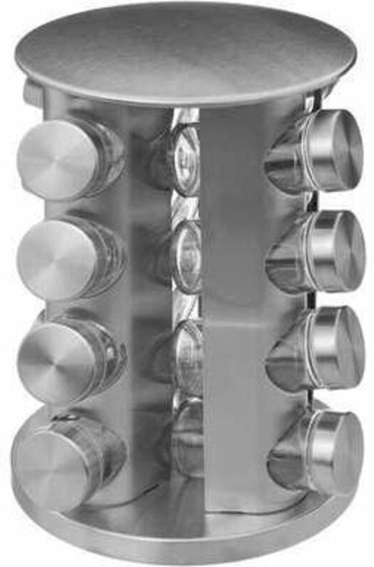 5five Simply Smart - Gewürzständer Gewürzregal Gewürzkarussell Gewürzbehälter Edelstahl 17-teilig 28 x 19 cm