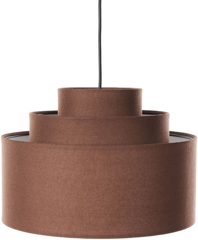 Hängelampe Braun Leinen Stoff Schirm Rund Modernes Design Beleuchtung Hängeleuchte Esszimmer Wohnzimmer Schlafzimmer