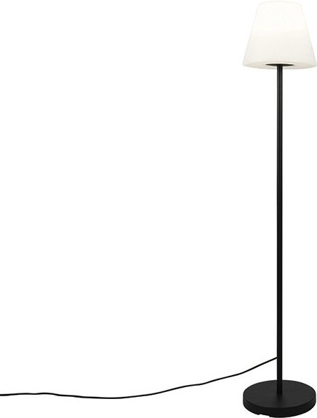 Qazqa - Außen Stehlampe schwarz mit weißem Schirm IP65 25 cm - Virginia