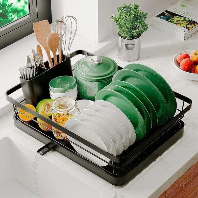 Geschirrabtropfgestell aus Edelstahl – Großes Geschirrabtropfgestell für die Küche – Spülbeckenabtropfgestell mit auszie...