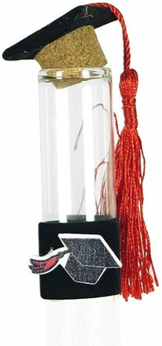 Trade Shop Traesio - Trade Shop - set 24 bomboniere ampolla laurea 2X9CM vetro tappo sughero mit cappello confetti -