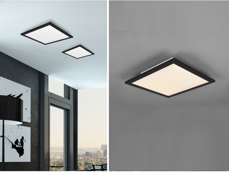 Reality - led Deckenleuchte alpha Schwarz Panel eckig Ultra Slim, Quadrat 29cm