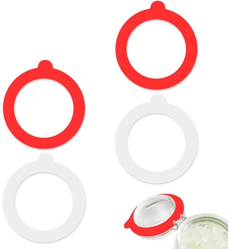 CCYKXA Set mit 4 Dichtungsringen für Einmachgläser, 68 mm, aus Gummi, für Weck-Gläser, Silikon (rot + weiß)