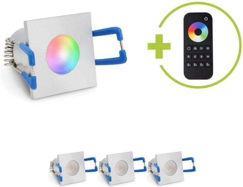 Einbaustrahler Mini Livorno eckig 3W RGBW IP65 - Farbe: silber - Anzahl: 4x