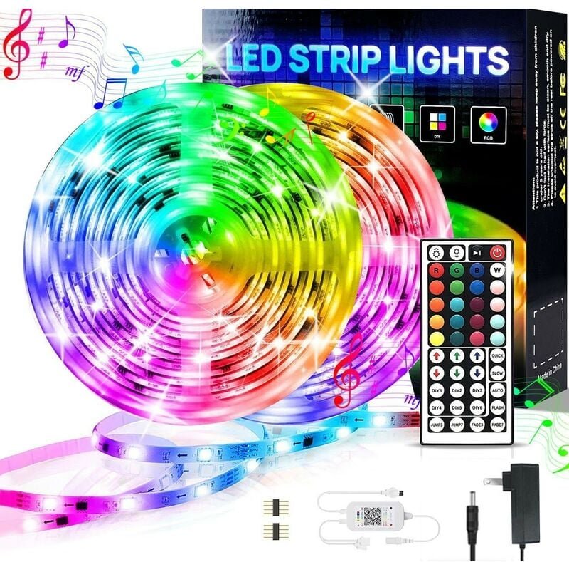 LED Stripe LED Strip, LED- Streifen, Lichtstreifen, Lichterketten, RGB, 15M, 18 Lichter/M, Infrarot-Fernbedienung, Bareb...