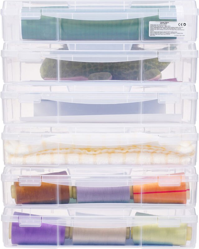 Thumbnail - Mophorn - 6er-Pack Scrapbook-Papieraufbewahrung, stapelbare Brettspielboxen aus Kunststoff, transparente Dokumententasch...