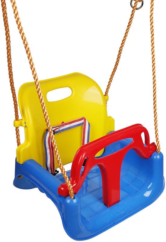 Babyschaukel 3-in-1 Schaukel Kinderschaukel outdoor, Hochwertige Schaukel inkl. Rückenlehne & Anschnallgurt