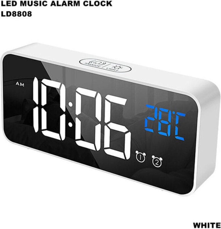 Ymyny - Digitaler Wecker, LED-Wecker mit Schlummerfunktion, USB-Aufladung (Weiß) mumu