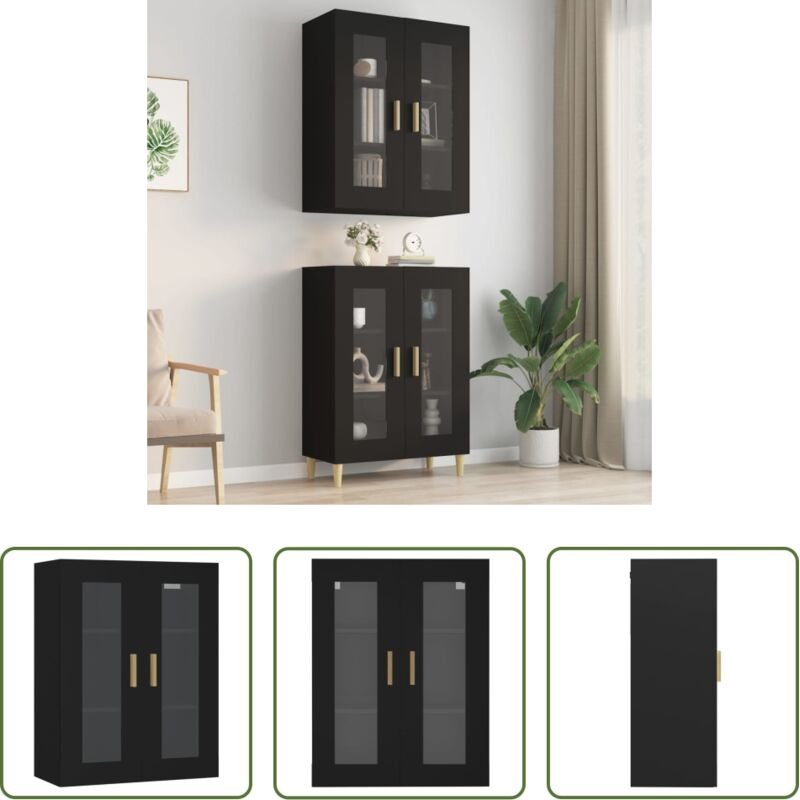 vidaXL Holzregal - Hängeschrank Schwarz 69,5x34x90 cm