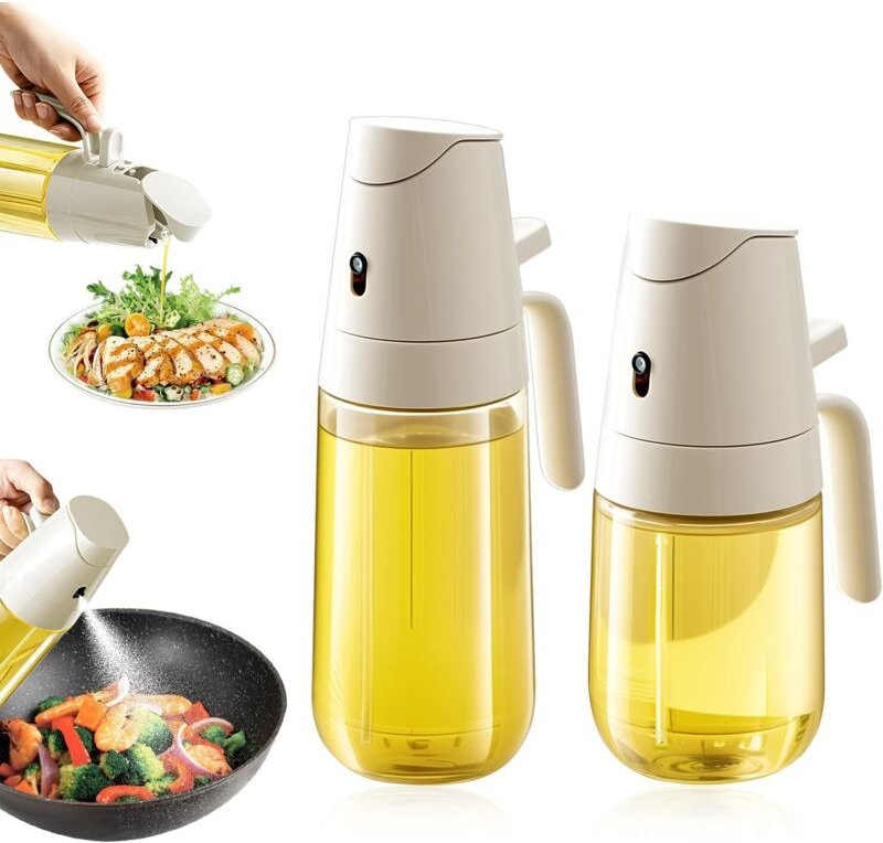 2-In-1 Ölsprüher Öl Sprühflasche 500 ml und 300 ml mit Auslaufsicheren Verschlüssen, Perfekt Zum Sprühen Speiseölen, Spü...