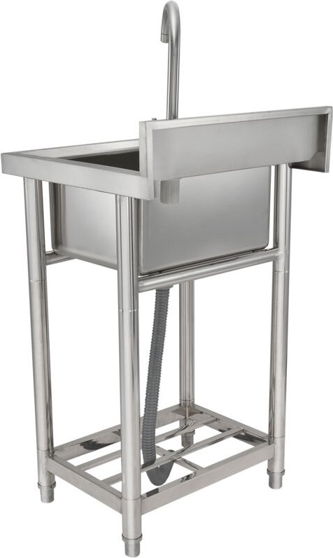 Mophorn Allzweckspülbecken aus Edelstahl, freistehendes kleines Spülbecken mit 1 Fach, mit Wasserhahn und Beinen, 40,6 x...