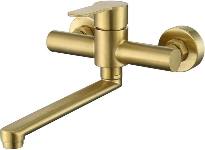 360° drehbare, wandmontierte Küchenarmatur, Küchenarmatur aus Edelstahl 304, Einhebel-Küchenarmatur, vergoldet