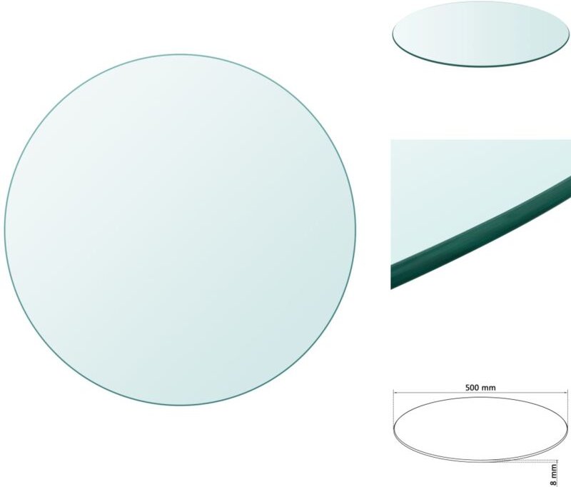 Tischplatte aus gehärtetem Glas rund 500 mm - Tischplatte - Glastischplatte - Runde Tischplatte - Transparente Tischplat...