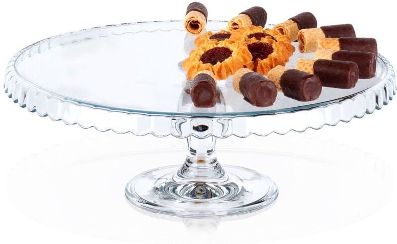 Tortenständer auf einem Bein, Glastablett, Tortenständer für Kuchen, Desserts, Snacks, 32 cm