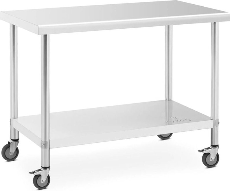 Royal Catering - Rollbarer Edelstahl Arbeitstisch Edelstahltisch Gastrotisch 60 x 120 cm 158 kg