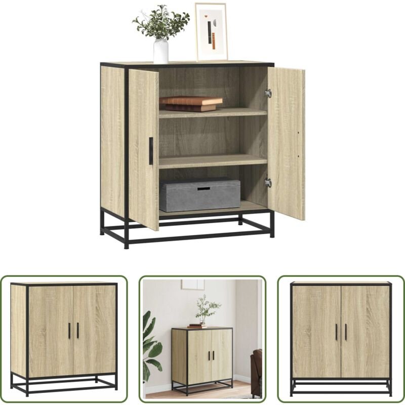 Holzwerkstoff - Sideboard Sonoma-Eiche 68x35x76 cm Holzwerkstoff und Metall