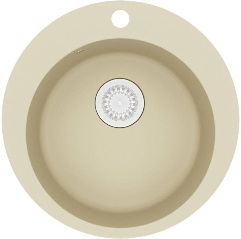 Granitspüle Einzelbecken Rund Beige Vidaxl