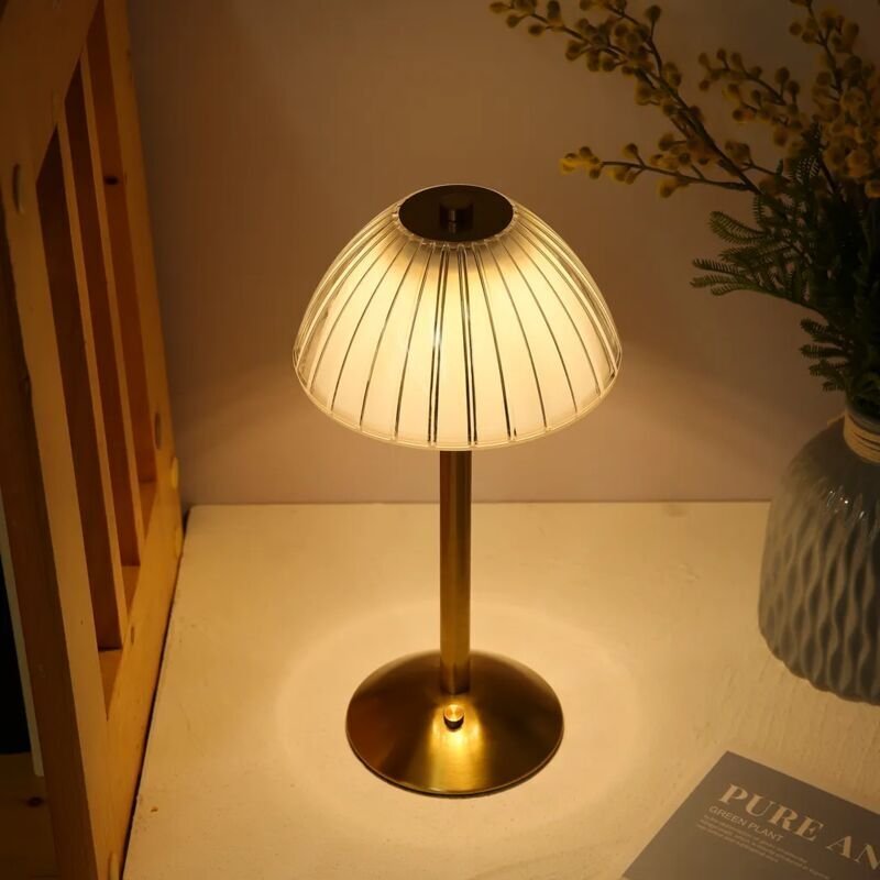 Thumbnail - Kabellose goldene LED-Tischlampe, wiederaufladbare Schreibtischlampe mit Touch-Steuerung, dimmbar, 3 Lichtfarben, Nachtt...