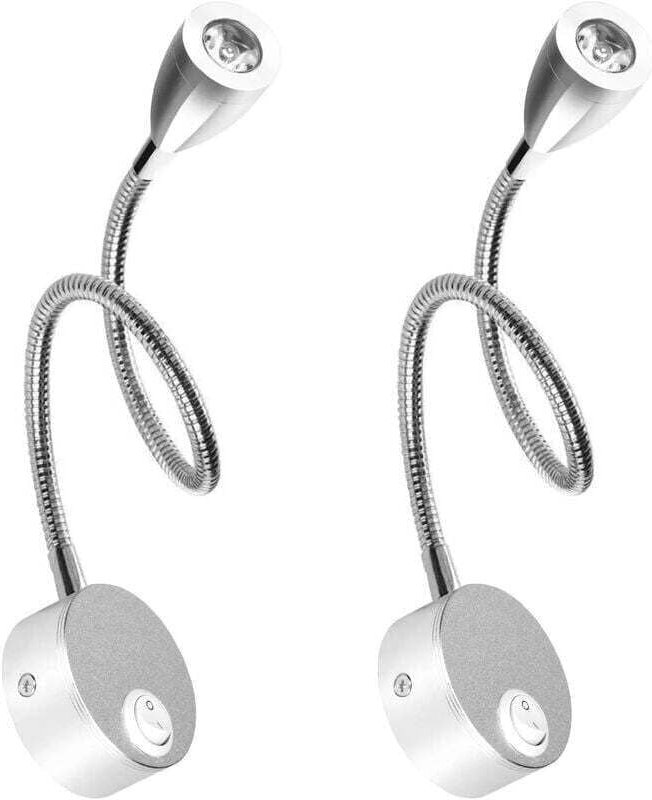 2-flammige LED-Wand- und Leselampe mit Schwanenhals, 3 W, 3000 K Warmweiß