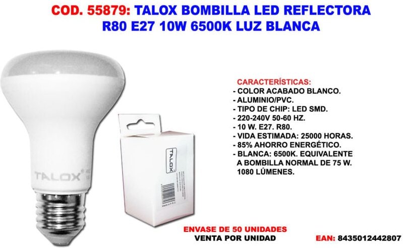 Talox R80 E27 10W 6500K Weißlicht-LED-Reflektorlampe