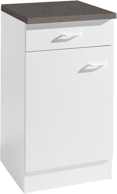 Lomadox - Küchen-Unterschrank 1-türig SALERNO-03 Breite 40cm Weiß