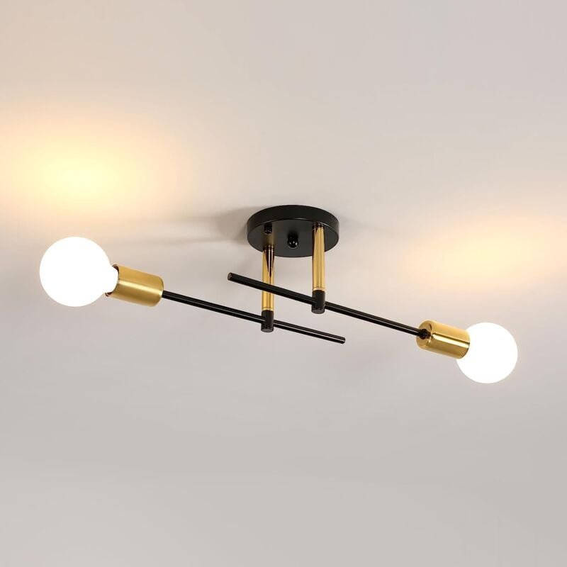 Goeco - Deckenleuchte Vintage E27 Basis 2 Lichtern Deckenlampe Für Wohnzimmer Schlafzimmer Esszimmer Büro