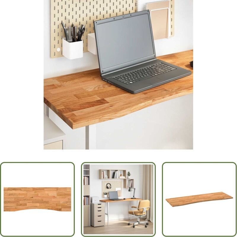 Eiche Schreibtischplatte - Schreibtischplatte Hellbraun 140x60x2,5 cm Massivholz Eiche