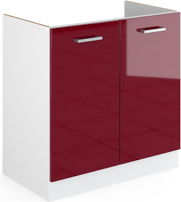 Vicco - Spülenunterschrank R-Line, Bordeaux Hochglanz, 80 cm ohne Arbeitsplatte