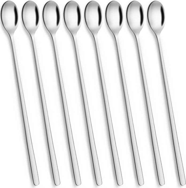 Latte Macchiato Löffel Set, 8 Stück 24 cm Langer Stiel Rührlöffel Edelstahl, Dessertlöffel, Lange Löffel für Eiskaffee E...