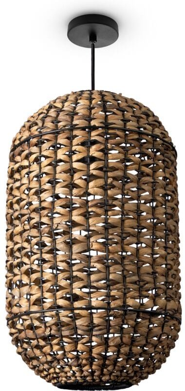 Hängeleuchte Bambus Esszimmer Korblampe Hängend Pendellampe Papier Gras Boho E27 Natur (Ø30cm), Pendelleuchte - Typ 3 - ...