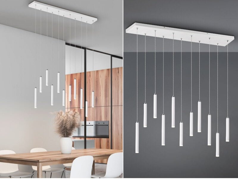Tubular Modern Suspension 11 weiße LED-Röhren L115 cm Trio-Beleuchtung