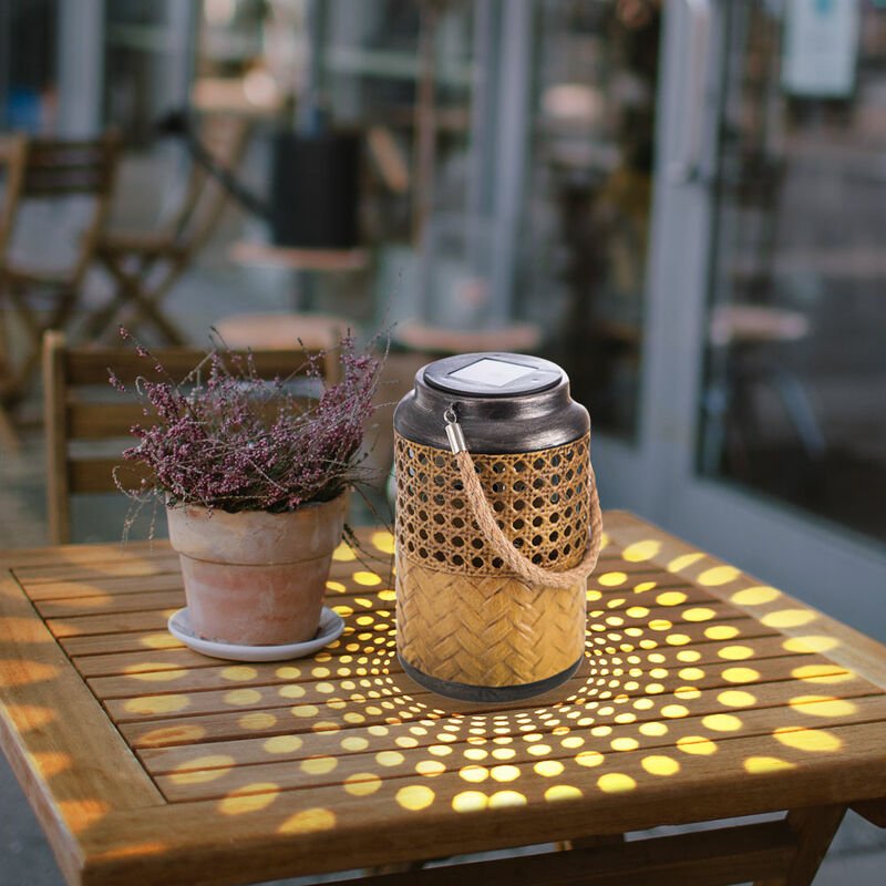 Outdoorleuchte Solar Laterne Außen Boho Deko Solarleuchte Solarlaternen für Außen Garten, hängend stehend, led, DxH 12x1...
