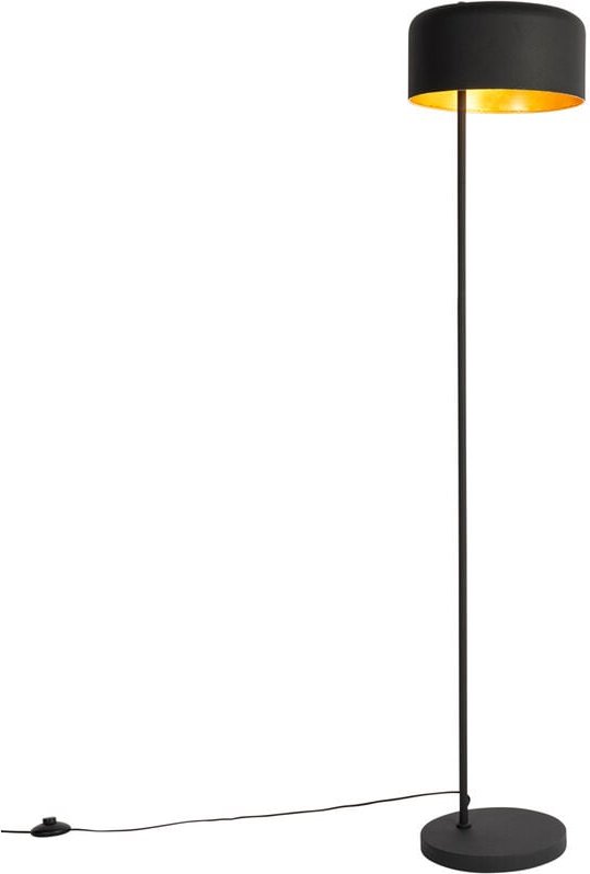 Retro-Stehlampe schwarz mit goldenem Innenleben – Jinte