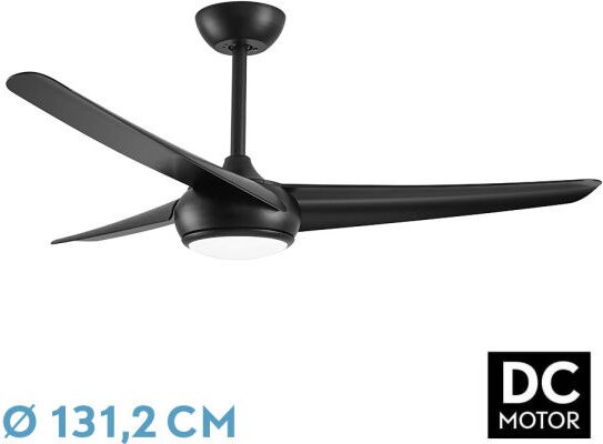 Fabrilamp - Ventilator dc patras 24w schwarz 3aspas 6vel 3colours 131,2d 2424lm remote,memory,timer