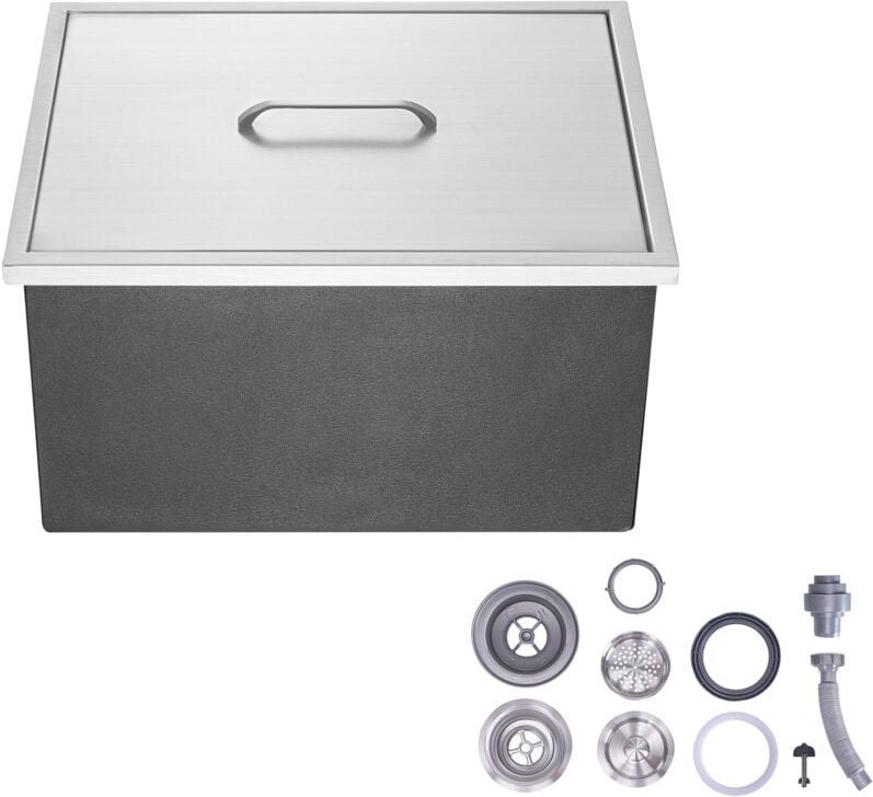 Drop-in-Eistruhe, 22' l x 17' b x 12' h, Edelstahl, 40 qt gewerblicher Kühler mit Abdeckung, Abflussrohr und Stopfen, fü...