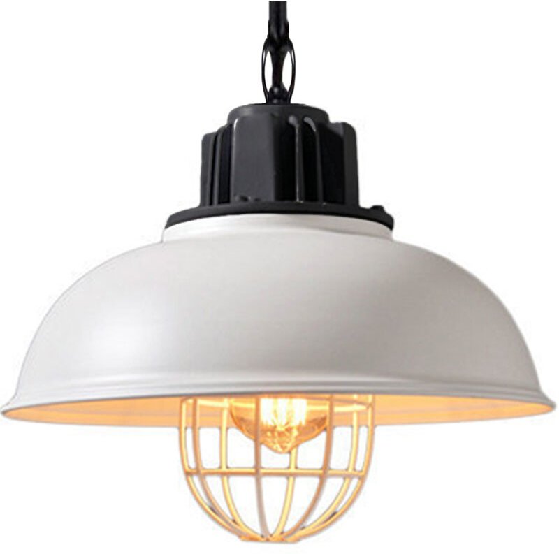 Pendelleuchte E27 33cm Vintage Metall Eisen Hängelampe für Küche Esszimmer Cafét Bauernhaus (Weiß)