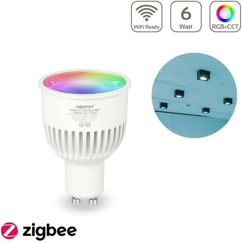 MiBoxer Zigbee 3.0 + 2.4G RGB+CCT LED Spot 6W GU10 FUT106ZR