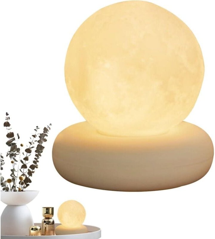 Kcvv - Mond 3D-Tischdekoration – Helligkeitssteuerung per Touch, Aufladen über usb, dekorative Tischlampe, Nachtlicht, S...