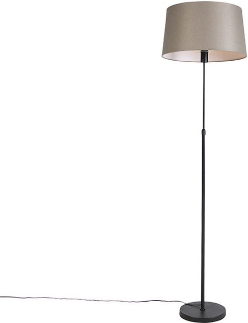 Schwarze Stehlampe mit taupe Leinenschirm 45 cm verstellbar - Parte
